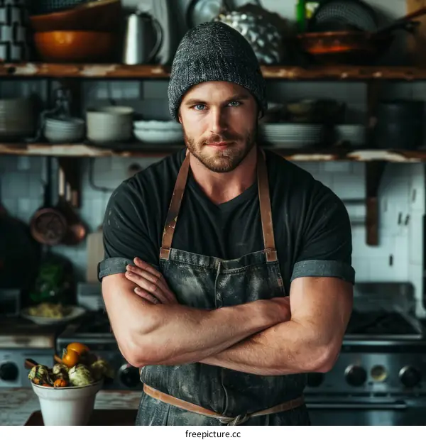 Portrait of a male chef in a commercial kitchen