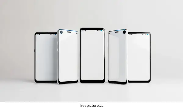 Four Modern Smartphones with Blank Screens