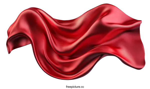 [Transparent Background PNG]Dynamic Red Fabric Flowing in the Air