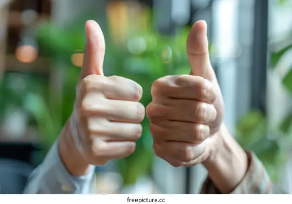 Two people giving thumbs up