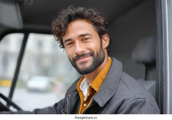 Smiling Man in a Vehicle