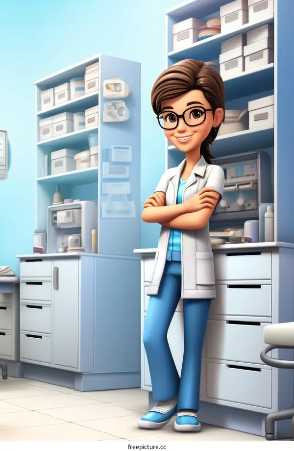 Confident female dentist with arms crossed standing in modern dental clinic