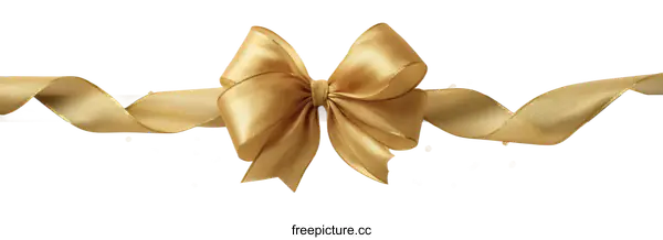 [Transparent Background PNG]Golden Ribbon Bow Decoration
