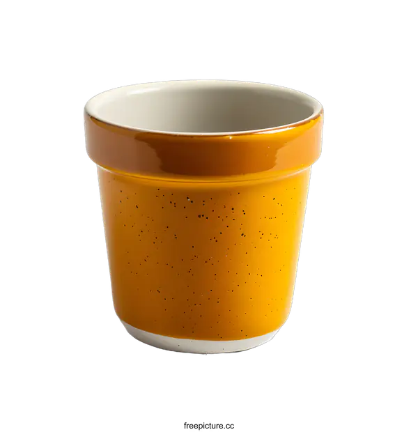 [Transparent Background PNG]Yellow Ceramic Pot with White Interior