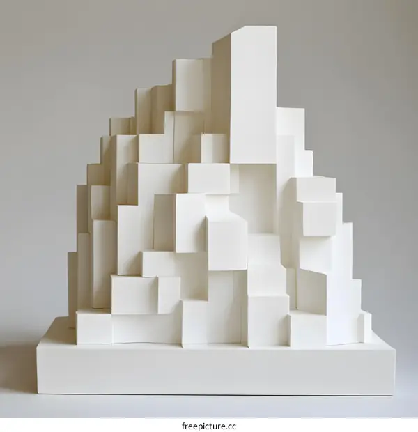 Abstract Sculpture of White Cubes