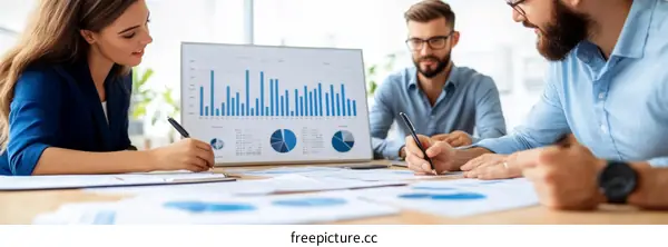 Business Team Analyzing Data and Graphs