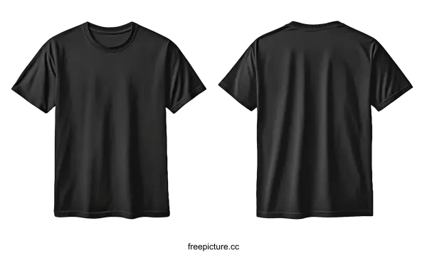 [Transparent Background PNG]Blank Black T-Shirt Mockup Front and Back View