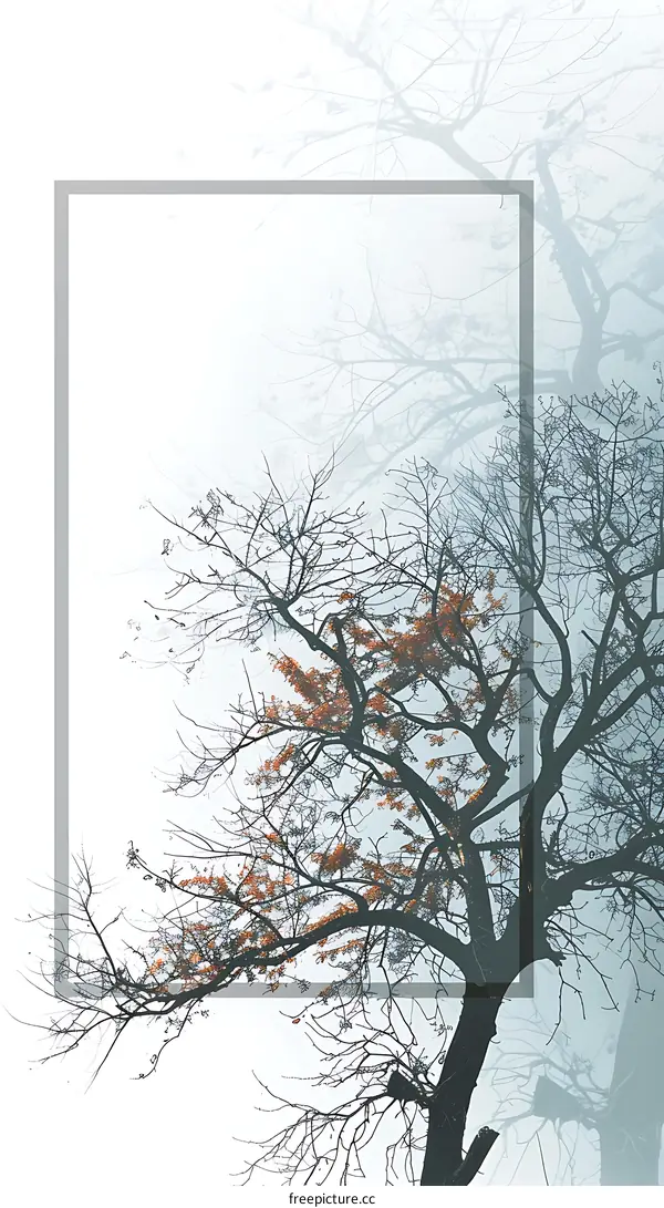Foggy Day with Tree Branches and Minimalist Frame