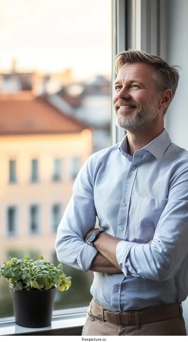 Thoughtful Businessman by Window