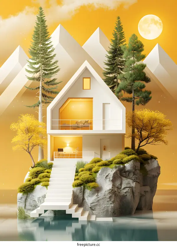 A house in the middle of the mountains