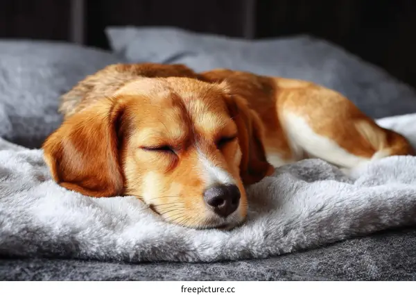 Adorable Beagle Sleeping on a Cozy Blanket