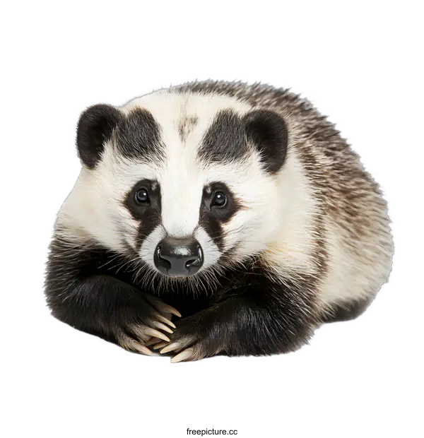 [Transparent Background PNG]Cute Badger Portrait with White Background