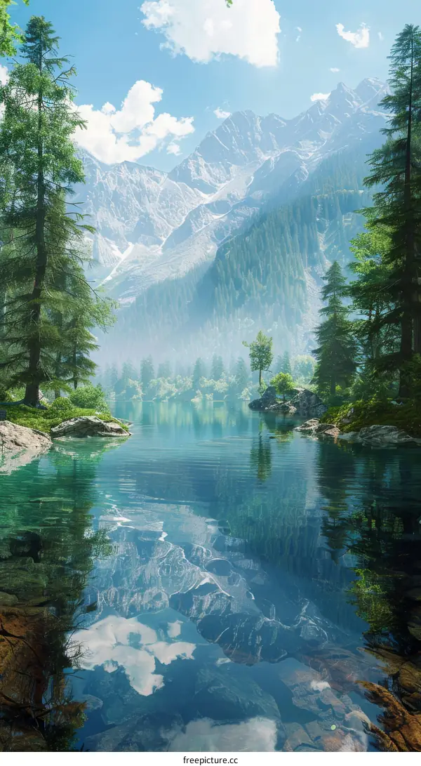 Mountain Lake Scenery of Tranquility