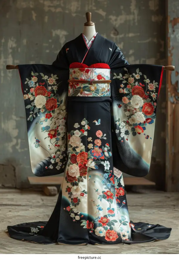 A kimono with a floral pattern