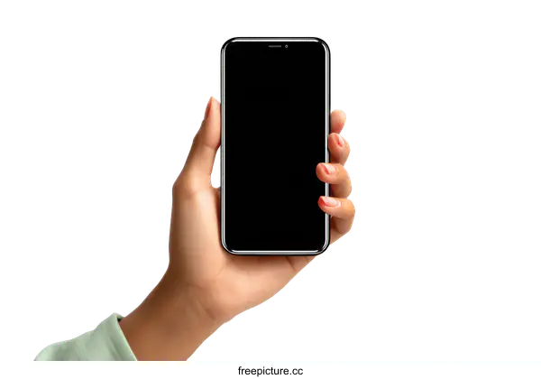 [Transparent Background PNG]Hand Holding Smartphone, Black Device, Technology
