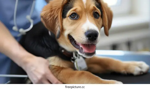 Veterinarian Examining a Puppy