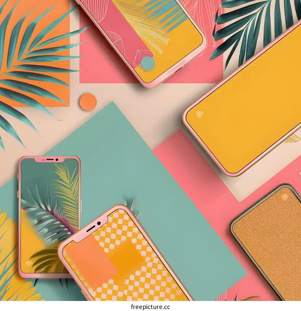 Summer Phone Screen Design With Colorful Background