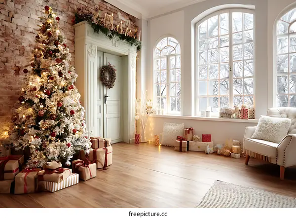 Christmas Decorated Home Interior