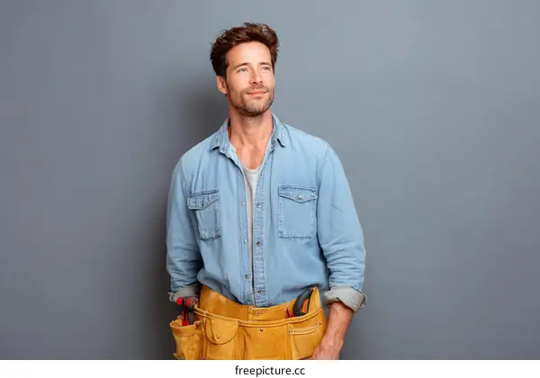 Confident Caucasian Male Construction Worker