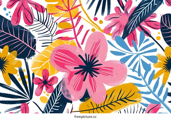 Tropical Floral Seamless Pattern Illustration