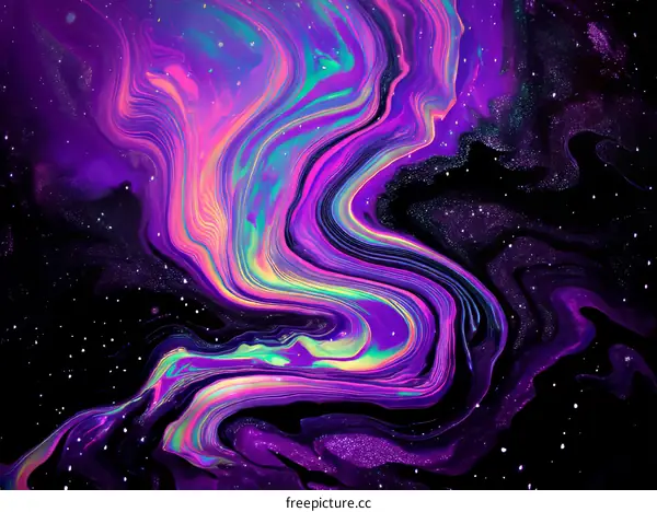 Abstract Colorful Galaxy Liquid Painting