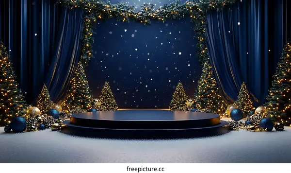 Christmas Scene Stage Display Illustration