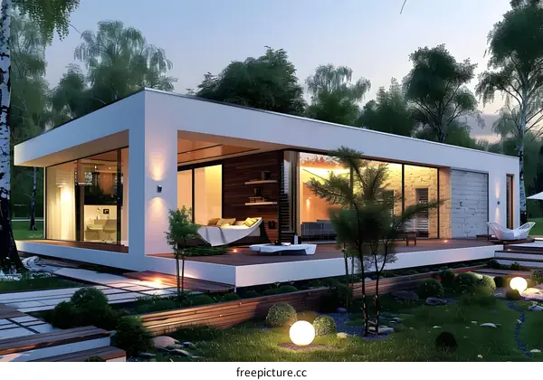 Modern Minimalist House Exterior Design with Garden