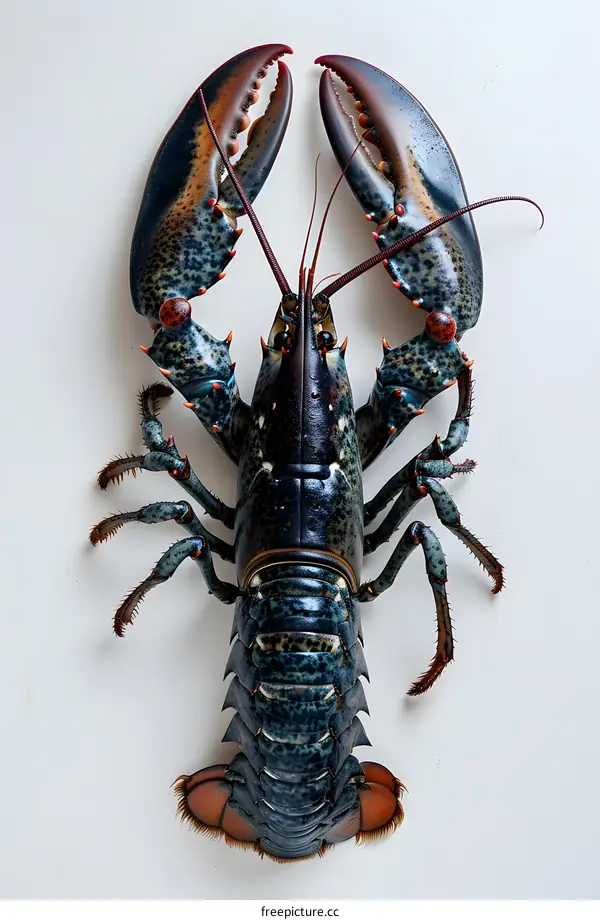 A blue lobster isolated on a white background