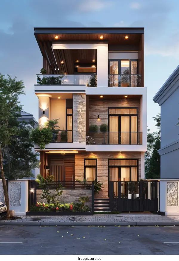 Modern House Exterior Design Illustration