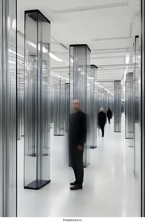 Modern Art Installation with Transparent Columns