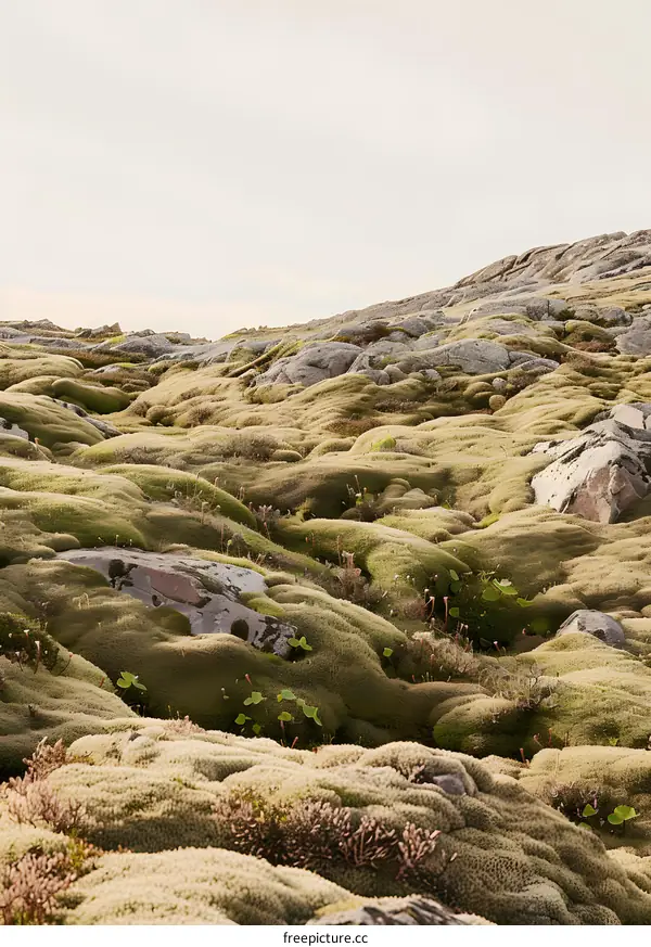 Green Moss Covered Rocky Landscape