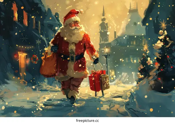 Santa Claus Delivers Presents on Christmas Eve