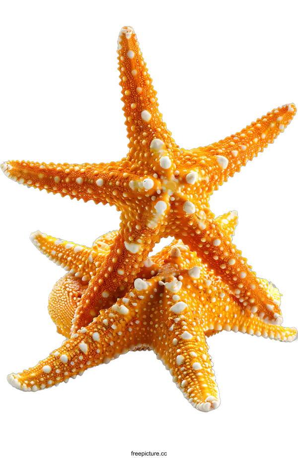 [Transparent Background PNG]Two orange starfish on white background
