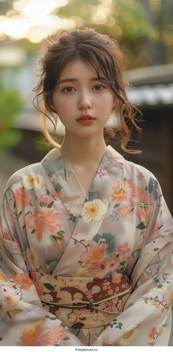 Beautiful Asian Woman in Traditional Japanese Kimono