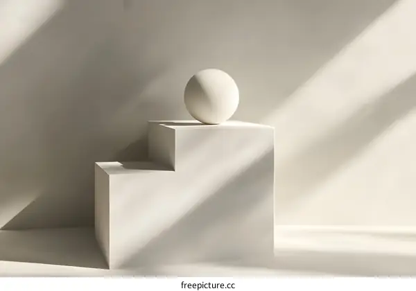 White Sphere On White Platform With Sunlight