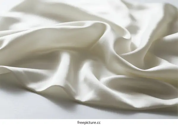 Elegant white silk fabric with soft folds and smooth texture