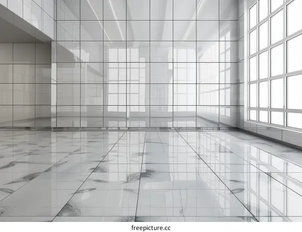 Bright and Airy White-Tiled Room