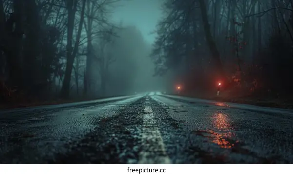 A Mysterious Road Lost in the Darkness of the Forest