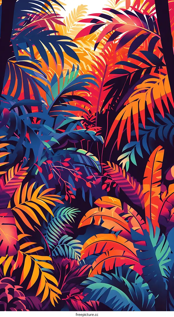 Vibrant Tropical Leaves Illustration