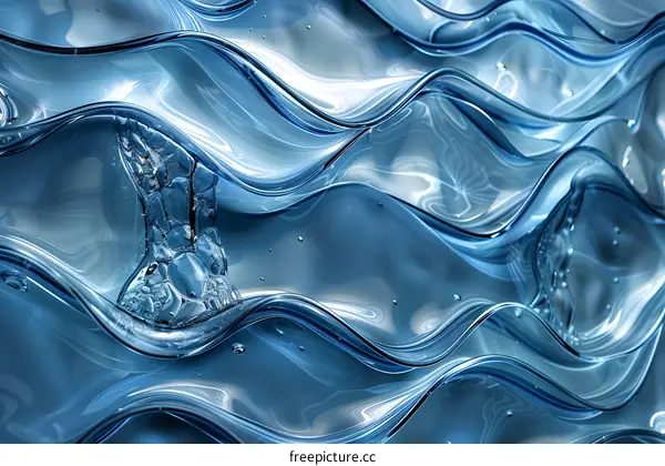 Abstract Blue Liquid Waves Background