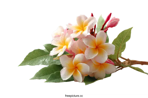 [Transparent Background PNG]Beautiful Plumeria flowers with water drops