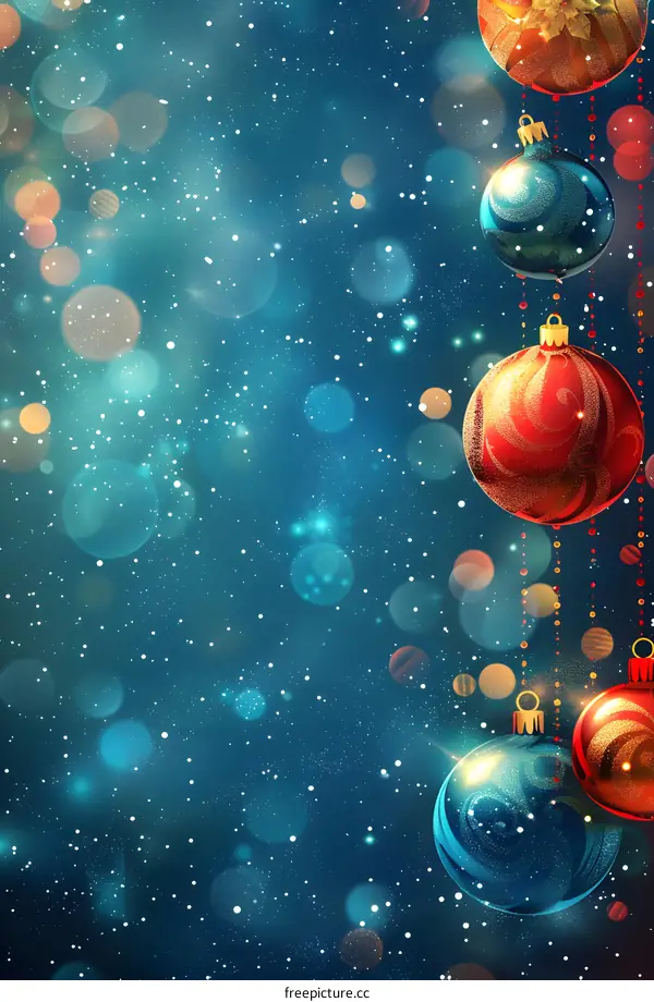 Christmas background with hanging ornaments