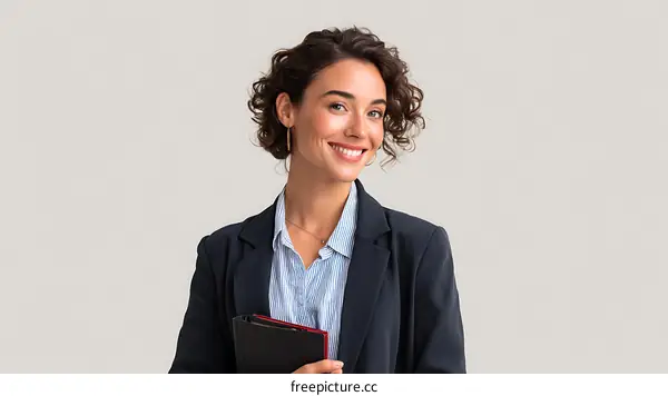 Confident Business Woman Holding Documents