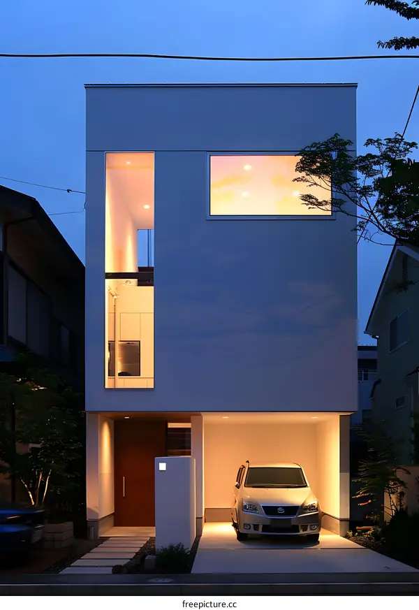 Modern Minimalist House Exterior with Garage