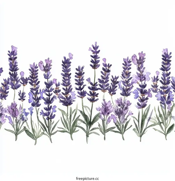 Watercolor Lavender Floral Border Illustration