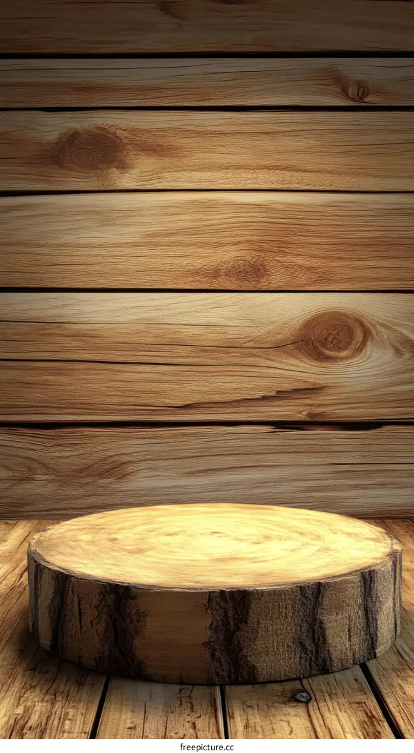 Wooden Tree Stump Display Background