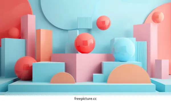 3D rendering of geometric shapes with balls