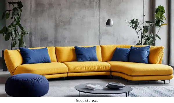 Modern Yellow Sectional Sofa in a Contemporary Living Room