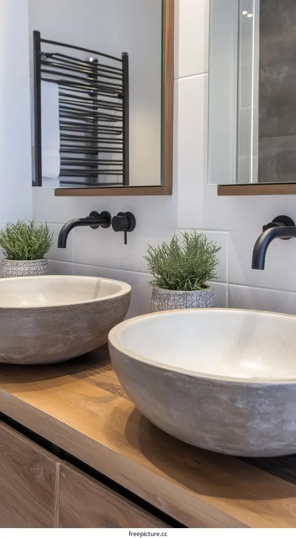 Modern Bathroom Sink with Wooden Countertop