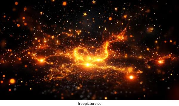 Abstract Sparkling Golden Particles Background